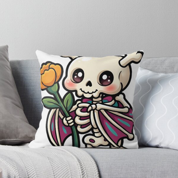 Item preview, Cute Kawaii Skeleton Bat Holding a Marigold designed and sold by pumsquare.
