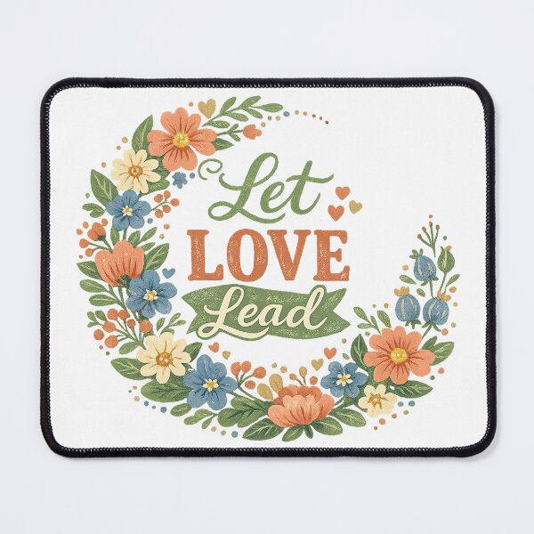 Item preview, Let Love Lead Floral Wreath Cottagecore Positive Quote Botanical Design designed and sold by inkoutninja.