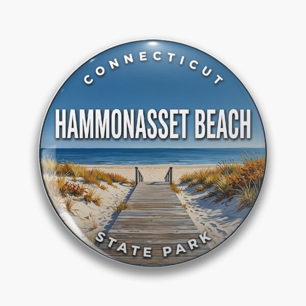 Item preview, Hammonasset Beach State Park Connecticut Autumn Dunes Round Badge Sticker designed and sold by DetourDgn.