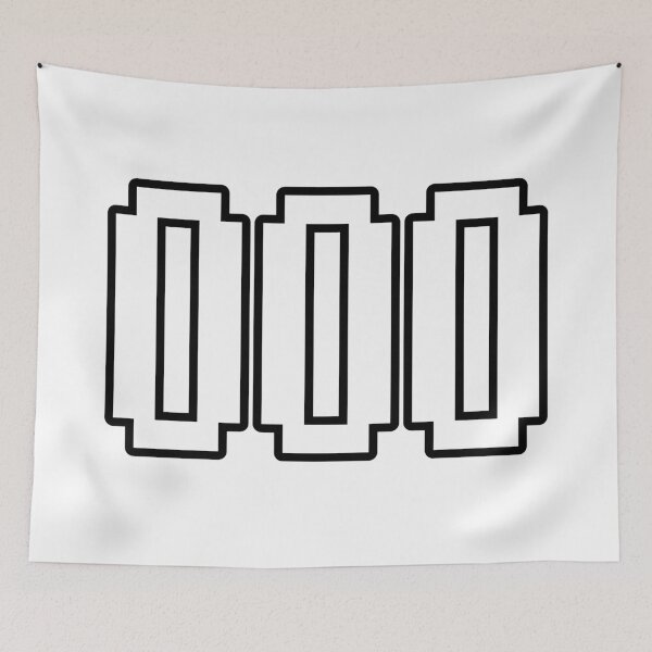 Item preview, 000 - Retro Pixel Triple Zero Black and White Typography designed and sold by ModdiesColors.
