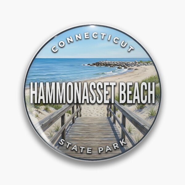 Item preview, Hammonasset Beach State Park Connecticut Rocky Point Round Badge Sticker designed and sold by DetourDgn.