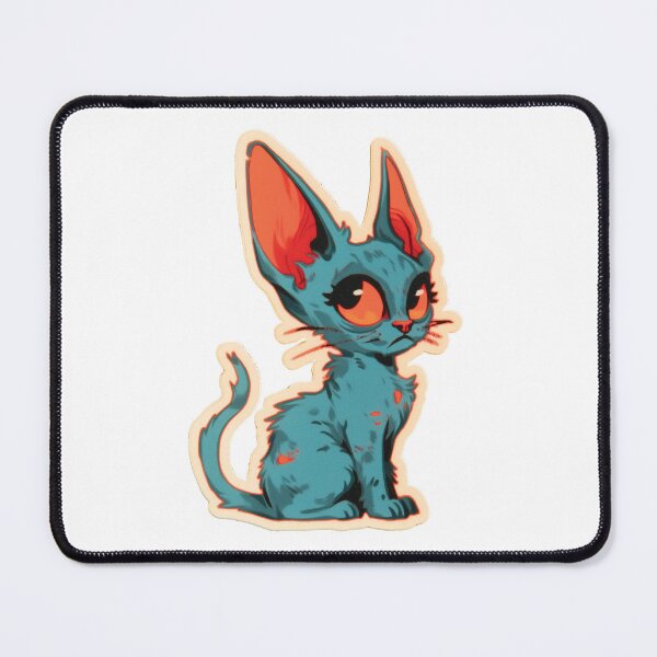Item preview, Teal Blue Cat with Big Orange Eyes – Spooky Cute Sticker designed and sold by Audra-studio.