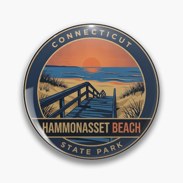 Item preview, Hammonasset Beach State Park Connecticut Retro Beach Vintage Badge Sticker designed and sold by DetourDgn.
