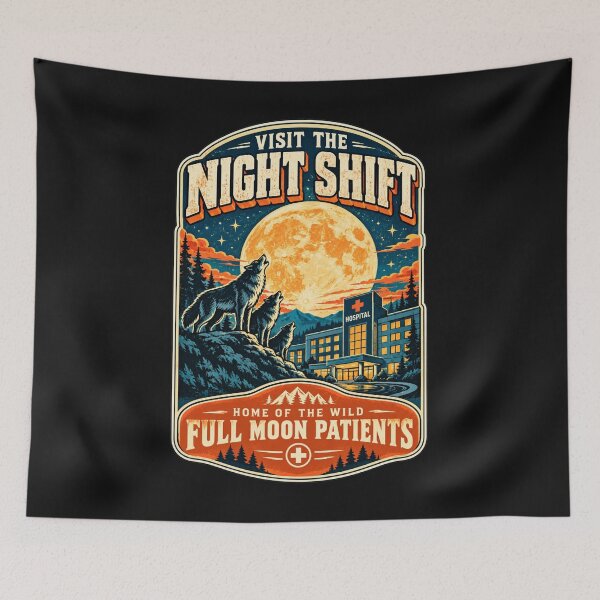 Item preview, Visit The Night Shift Full Moon Patients Funny Nurse Retro designed and sold by Popstudio85.