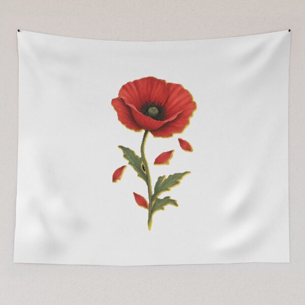 Item preview, Red Poppy Flower Botanical Art Design designed and sold by Mido-artister.
