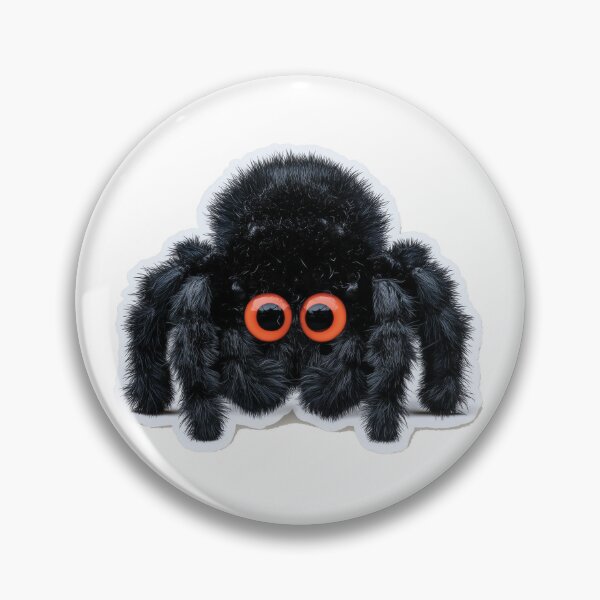 Item preview, Fuzzy Black Jumping Spider with Orange Eyes – Spooky Cute Sticker designed and sold by Audra-studio.