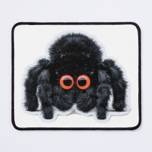 Item preview, Fuzzy Black Jumping Spider with Orange Eyes – Spooky Cute Sticker designed and sold by Audra-studio.