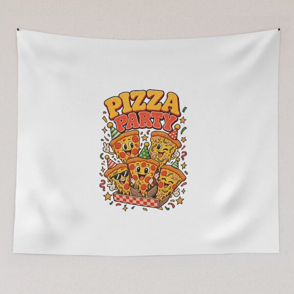 Artikelvorschau, Pizza-Party – Niedliches Retro-T-Shirt für Pizza-Fans entworfen und verkauft von EssentialsWear.
