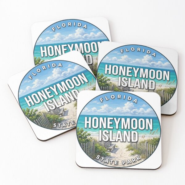 Item preview, Honeymoon Island State Park Florida Turquoise Summer Round Badge Sticker designed and sold by DetourDgn.
