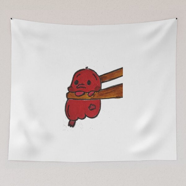Item preview, Red Chubby Character Stuck In Chopsticks Sticker designed and sold by ChanCreation.