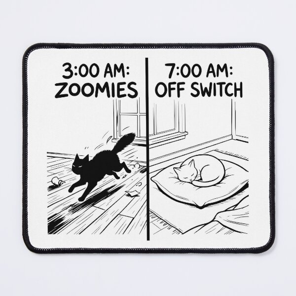 Item preview, 3 AM Zoomies vs 7 AM Sleep - Funny Cat Logic    designed and sold by azzam-13.