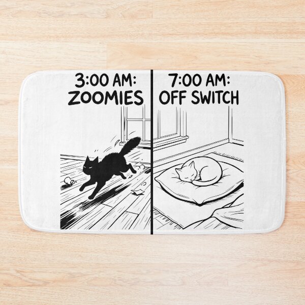 Item preview, 3 AM Zoomies vs 7 AM Sleep - Funny Cat Logic    designed and sold by azzam-13.