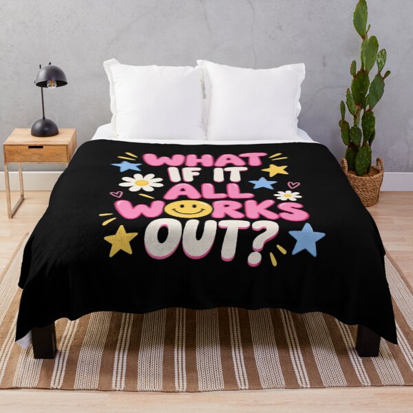 Item preview, What If It All Works Out, Retro Smiley Face, Positive Thinking Quote, Motivational Message, Groovy Aesthetic, Inspirational Gift designed and sold by Quiajia.