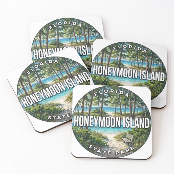 Item preview, Honeymoon Island State Park Florida Pine Shore Round Badge Sticker designed and sold by DetourDgn.