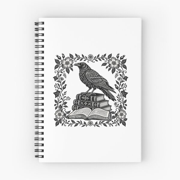 Item preview, Bookish Raven Linocut Style, Dark Academia Book Lover, Gothic Reading Raven, Vintage Block Print Aesthetic, Dark Cottagecore, Bookworm Gift designed and sold by Cchotlan.
