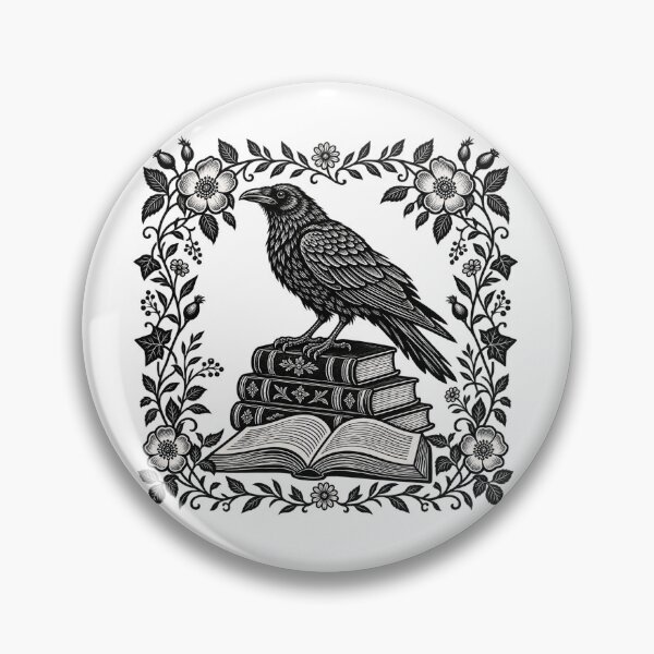 Item preview, Bookish Raven Linocut Style, Dark Academia Book Lover, Gothic Reading Raven, Vintage Block Print Aesthetic, Dark Cottagecore, Bookworm Gift designed and sold by Cchotlan.
