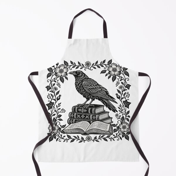 Item preview, Bookish Raven Linocut Style, Dark Academia Book Lover, Gothic Reading Raven, Vintage Block Print Aesthetic, Dark Cottagecore, Bookworm Gift designed and sold by Cchotlan.