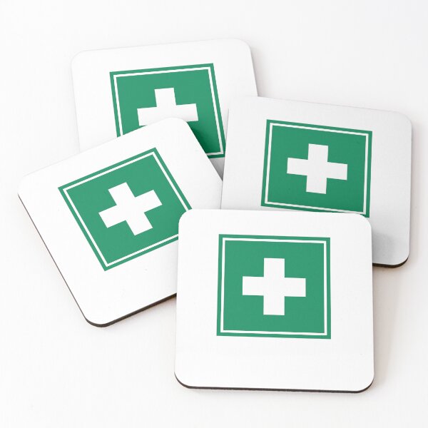 Item preview, HSE: First Aid Green Square Cross Symbol Safety Sign designed and sold by anuggra.