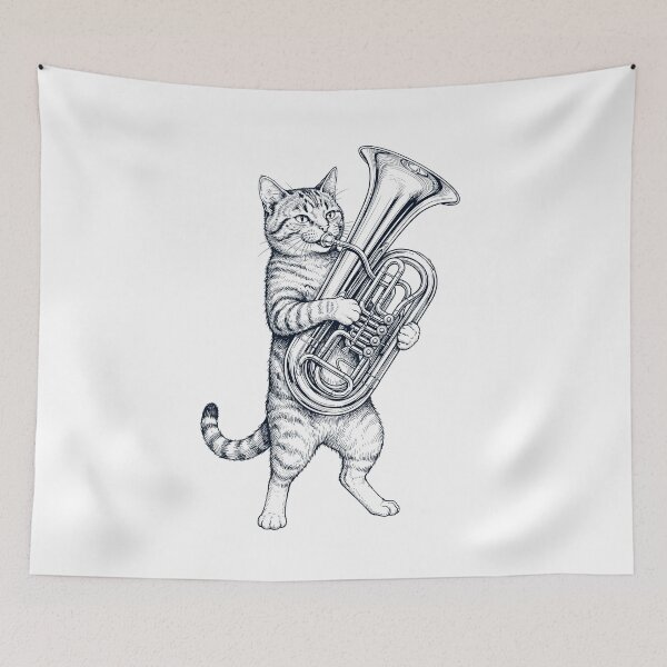 Item preview, Cat Playing Tuba Player Kitten Music Lover designed and sold by dian-rody-crest.