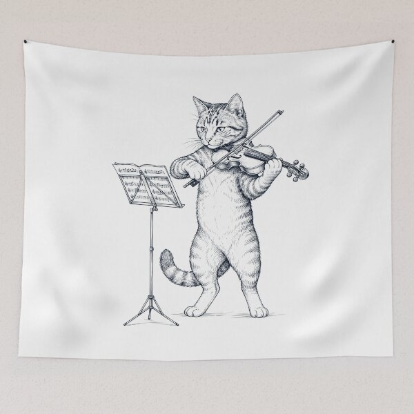 Item preview, Cat Playing Violin Player Kitten Music Lover designed and sold by dian-rody-crest.