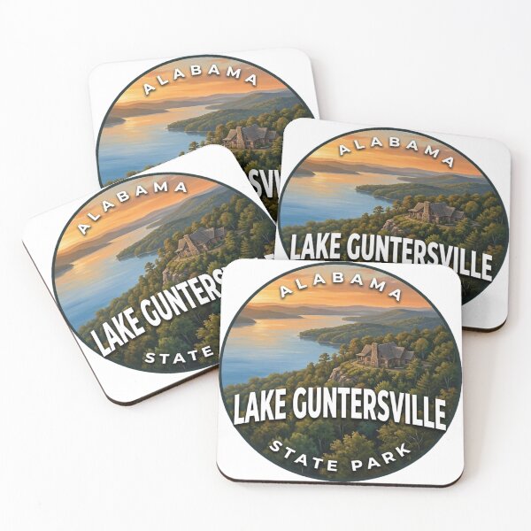Item preview, Lake Guntersville State Park Alabama Golden Sunset Round Badge Sticker designed and sold by DetourDgn.