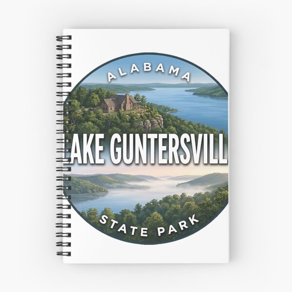 Item preview, Lake Guntersville State Park Alabama Misty Morning Round Badge Sticker designed and sold by DetourDgn.