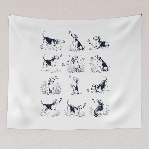 Item preview, Vintage American Foxhound with Butterfly Flower Dog Lover designed and sold by dian-rody-crest.
