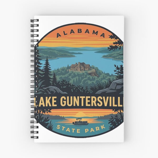 Item preview, Lake Guntersville State Park Alabama Pontoon Sunset Vintage Badge Sticker designed and sold by DetourDgn.