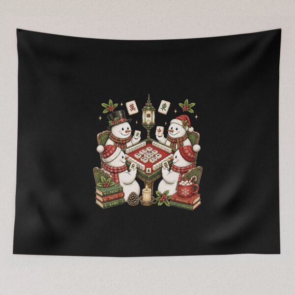 Item preview, Christmas Cute Snowman Playing Mahjong Chinese Tile Game Day designed and sold by StanaLuis.