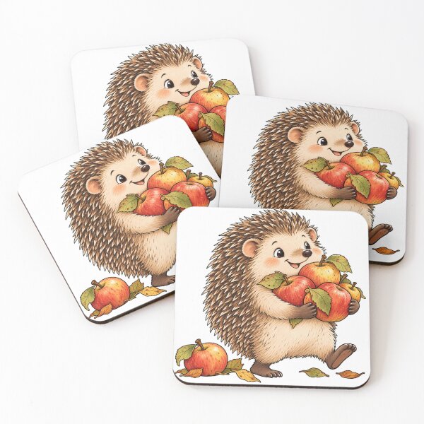 Item preview, Hedgehog carrying fallen apples  designed and sold by OddlyNatural.