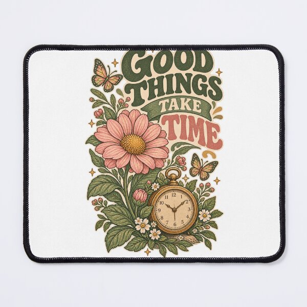 Item preview, Good Things Take Time – Vintage Floral Butterfly Inspirational T-Shirt designed and sold by EssentialsWear.