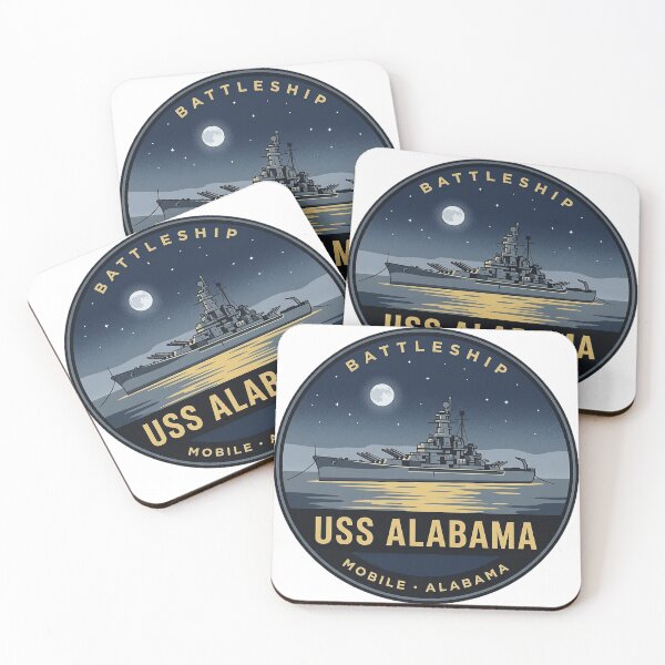 Item preview, USS Alabama Battleship Mobile Alabama Moonlit Bay Vintage Badge Sticker designed and sold by DetourDgn.