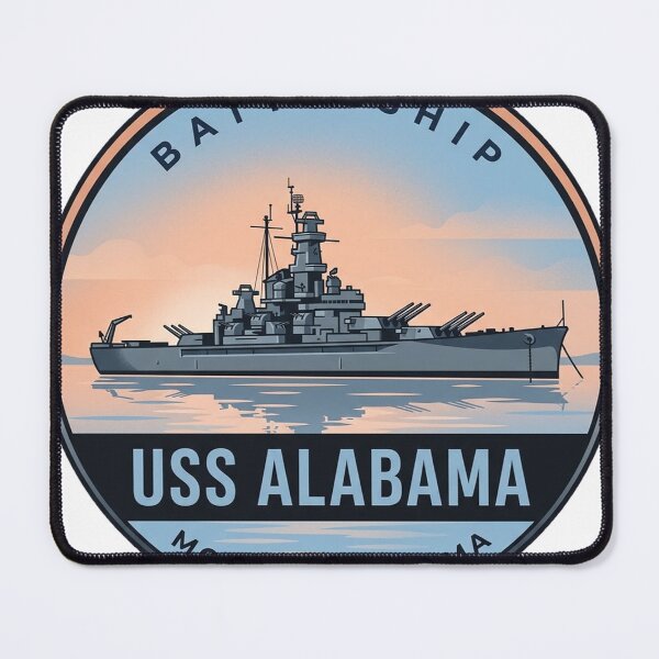 Item preview, USS Alabama Battleship Mobile Alabama Sunrise Vintage Badge Sticker designed and sold by DetourDgn.