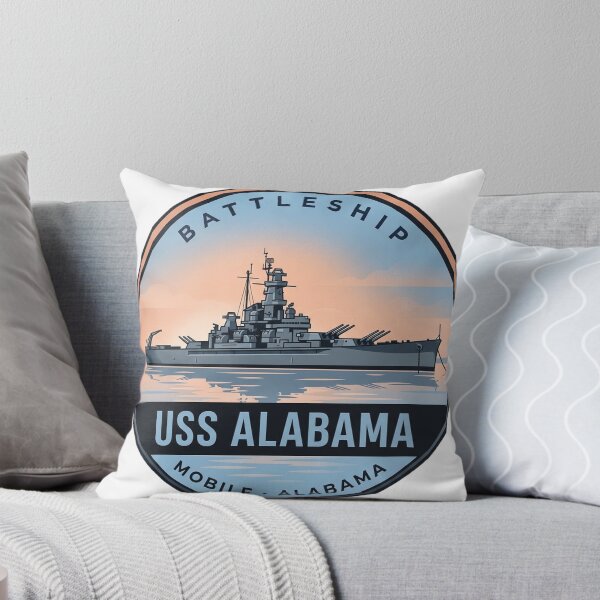 Artikelvorschau, USS Alabama Schlachtschiff Mobile Alabama Sonnenaufgang Vintage Abzeichen Aufkleber entworfen und verkauft von DetourDgn.