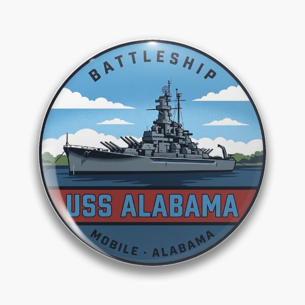 Item preview, USS Alabama Battleship Mobile Alabama Blue Water Vintage Badge Sticker designed and sold by DetourDgn.