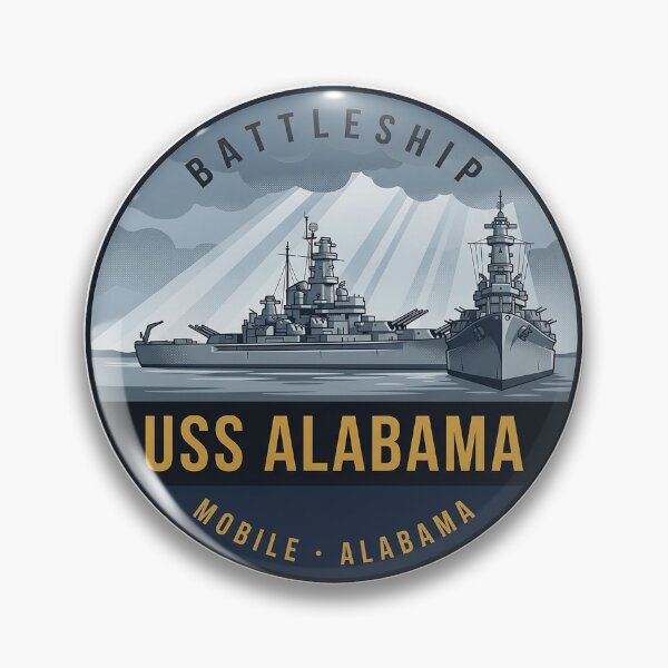 Item preview, USS Alabama Battleship Mobile Alabama Stormy Bow Vintage Badge Sticker designed and sold by DetourDgn.