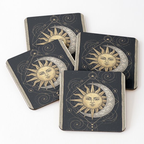 Item preview, Sun and Moon Celestial Gold Mystical Art designed and sold by JanjjaSoulInk.