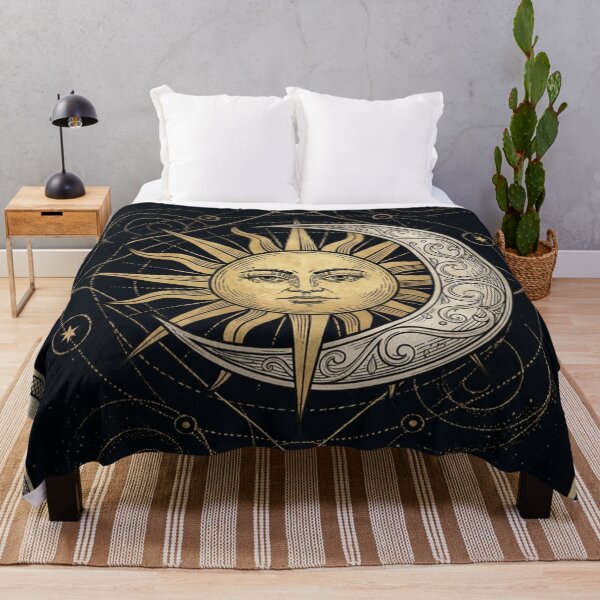 Item preview, Sun and Moon Celestial Gold Mystical Art designed and sold by JanjjaSoulInk.