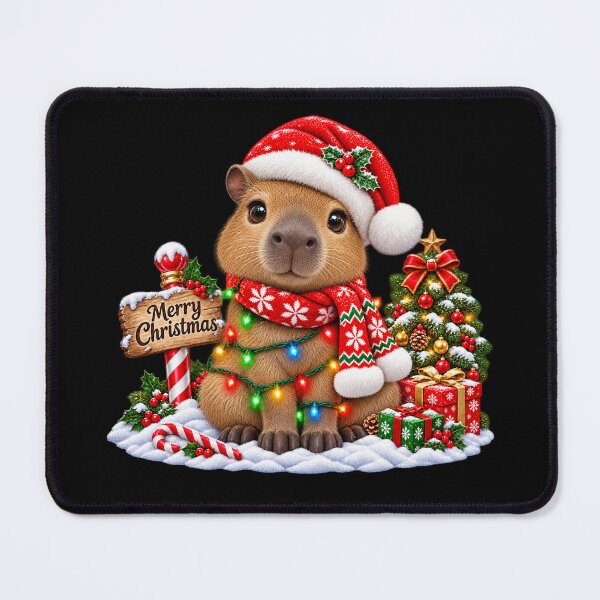 Item preview, Cute Capybara Christmas with Santa Hat designed and sold by Street-Beasts.