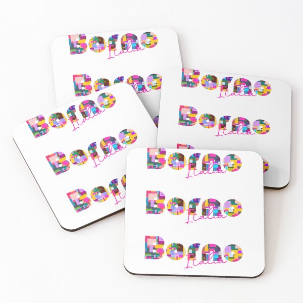 Item preview, Borno, Brescia, Italy, Italia, colorful typography design for travellers designed and sold by Wanderful-roads.