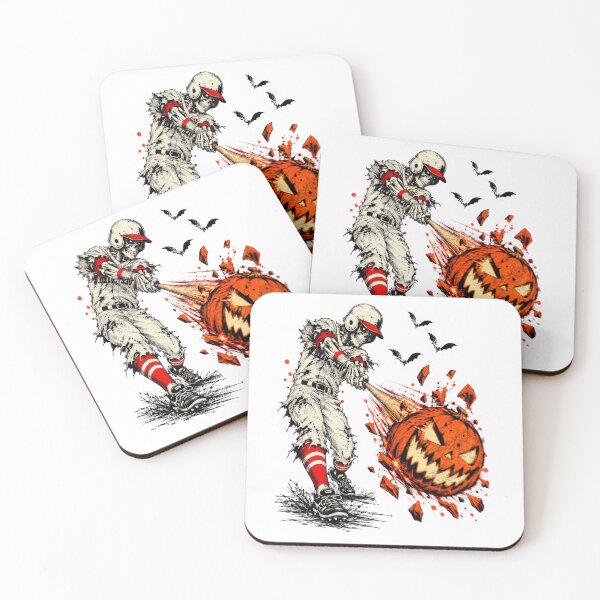 Item preview, Halloween Baseball Skeleton Batter Smashing Pumpkin Jack O Lantern designed and sold by Ortigzitoun.