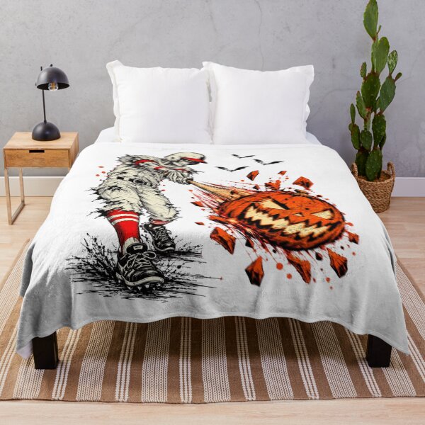 Item preview, Halloween Baseball Skeleton Batter Smashing Pumpkin Jack O Lantern designed and sold by Ortigzitoun.