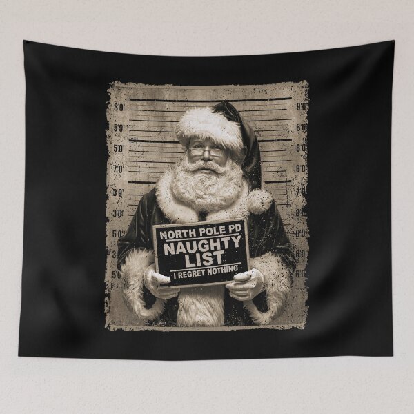Item preview, North Pole PD Santa Mugshot Naughty List I Regret Nothing designed and sold by Ortigzitoun.
