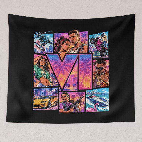 Item preview, Outlaw Romance Neon Vice City Skyline designed and sold by Bonahelia.