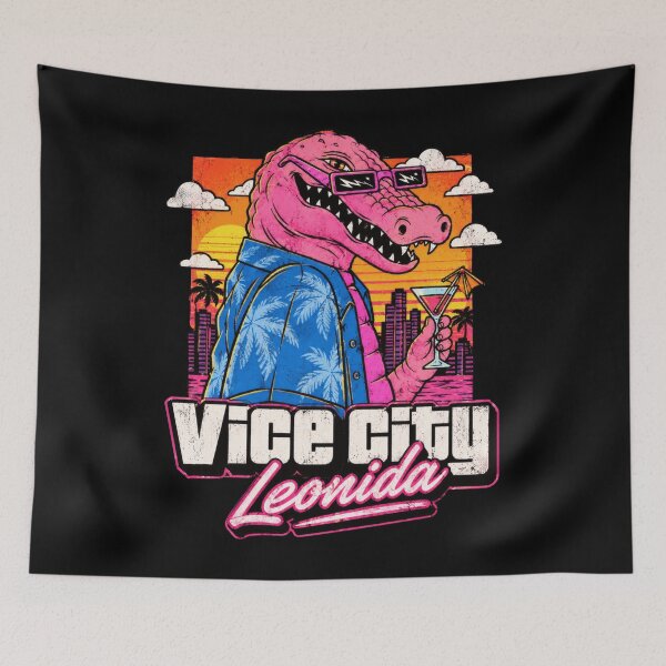 Item preview, Vice City Neon Nights Retro Palm Trees designed and sold by Bonahelia.