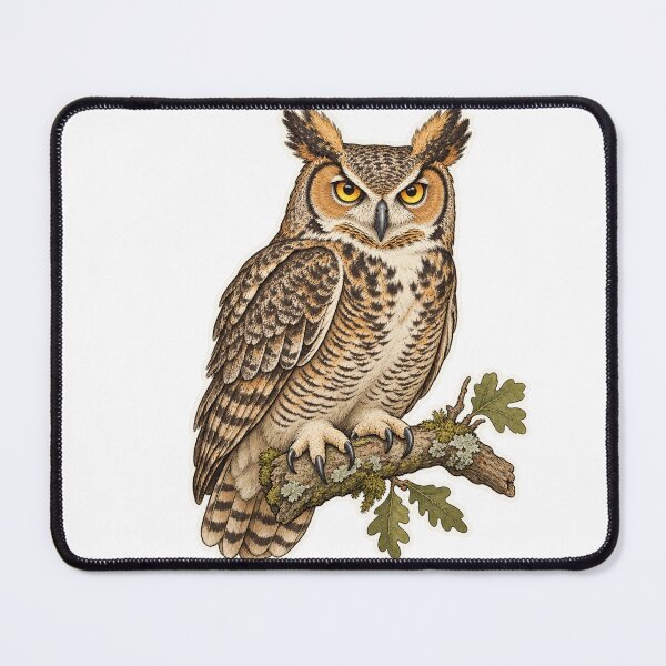 Item preview, Alert Great Horned Owl designed and sold by OddlyNatural.