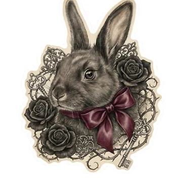 Artwork thumbnail, Gothic Black Rabbit with Roses by JanjjaSoulInk
