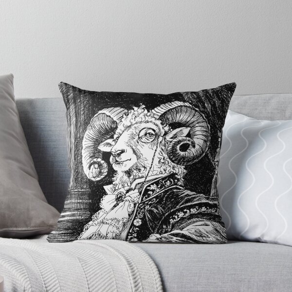 Item preview, Victorian Ram Portrait – Black and White Ink Illustration designed and sold by Ekaterina  Biserova.