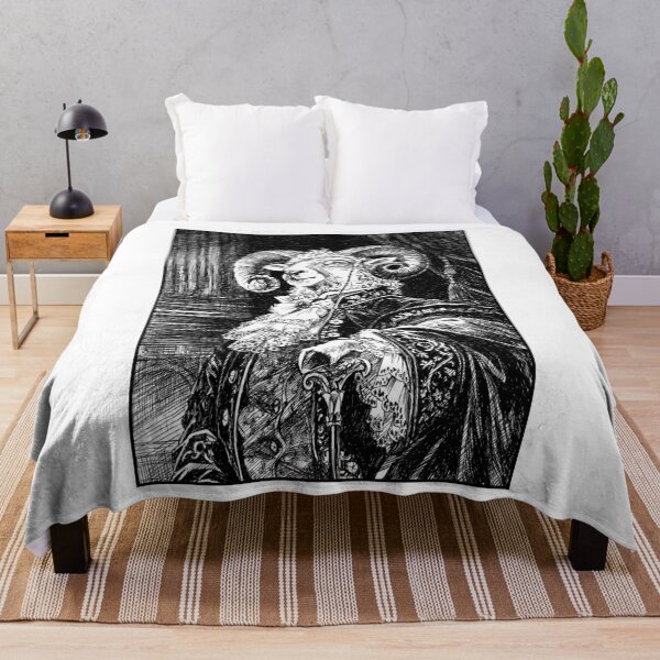Item preview, Victorian Ram Portrait – Black and White Ink Illustration designed and sold by Ekaterina Biserova.