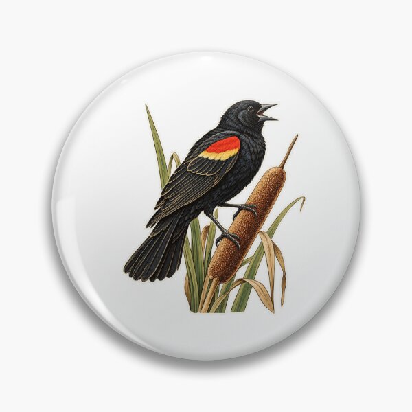 Item preview, Red-winged Blackbird on Cattail designed and sold by OddlyNatural.